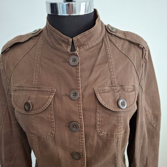 Vintage Womens Utility Military Cargo Jacket Sz L Cotton Cozy Casual Gorpcore - Picture 8 of 12